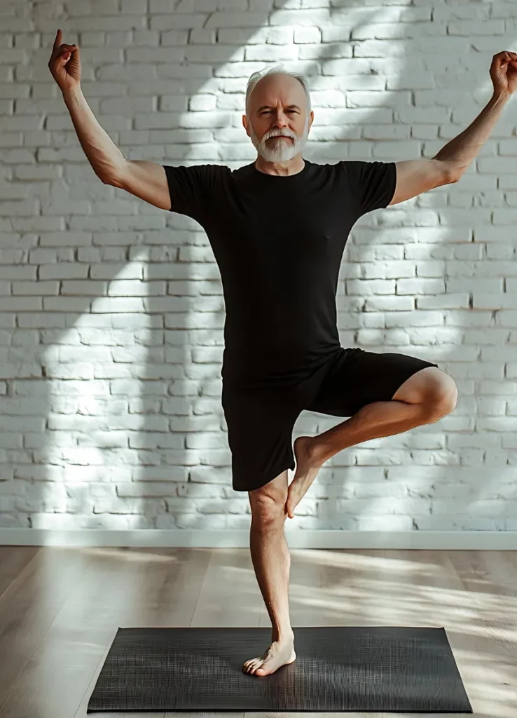 VRIKSASANA Posture de l'arbre : Symbolise l'union entre le ciel et la terre, la verticalité de l'être humain. Cette posture d'équilibre représente l'ancrage par les racines, l'axe et la verticalité,, l'élévation avec les branches, la soulesse et la résilience.